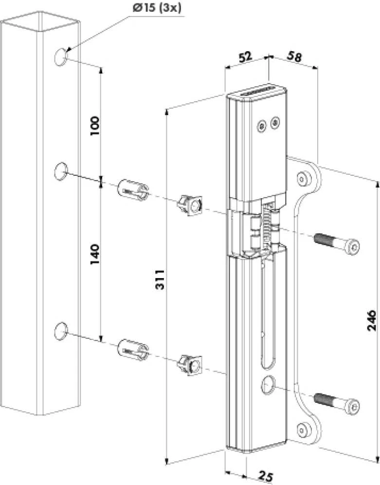 Locinox Elektromagnetinė sklendė Forty, Fifthy, Sixty lock tipo kiemo vartų spynoms