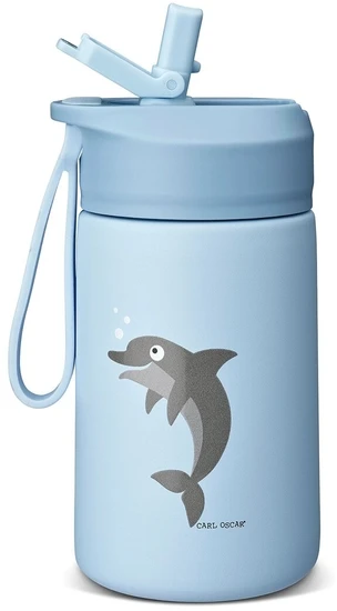 Blue Dolphin CARL OSCAR - Nerūdijančio plieno gertuvė su atlenkiamu šiaudeliu, 400ml, Mėlyna Dolphin