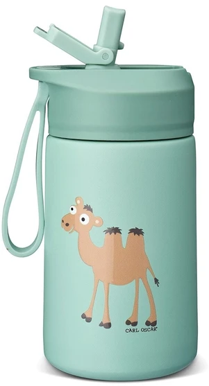 CARL OSCAR - Nerūdijančio plieno gertuvė su atlenkiamu šiaudeliu, 400ml, Žalias camel