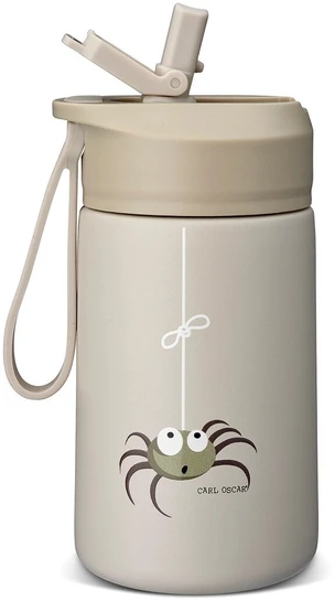 CARL OSCAR - Nerūdijančio plieno gertuvė su atlenkiamu šiaudeliu, 400ml, Greige spider