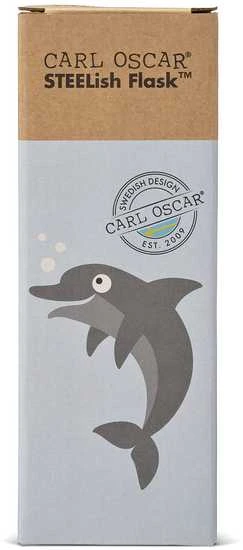 Blue CARL OSCAR Nerūdijančio plieno sandarus vandens butelis, Mėlyna-dolphin, 500 ml