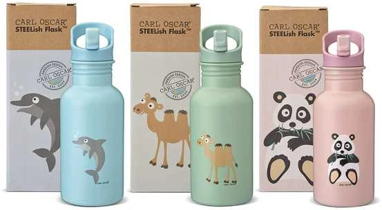 CARL OSCAR Nerūdijančio plieno sandarus vandens butelis, Žalias-camel, 500 ml