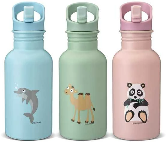 Blue CARL OSCAR Nerūdijančio plieno sandarus vandens butelis, Mėlyna-dolphin, 500 ml