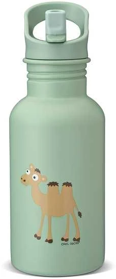 CARL OSCAR Nerūdijančio plieno sandarus vandens butelis, Žalias-camel, 500 ml