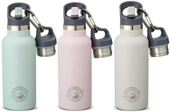 CARL OSCAR Nerūdijančio plieno termo gertuvė su šiaudeliu, Rausva 500 ml