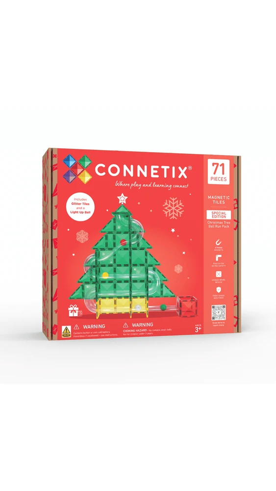 CONNETIX - Kamuoliukų trasa - 71d., Special Edition Christmas Tree Ball Run