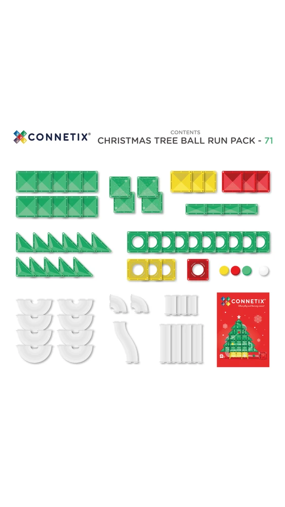 CONNETIX - Kamuoliukų trasa - 71d., Special Edition Christmas Tree Ball Run