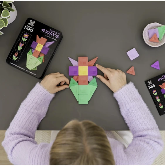 CONNETIX - magnetinis konstruktorius PRO Build It 4 Ways Flowers Pack, 21d.