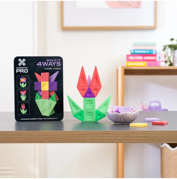CONNETIX - magnetinis konstruktorius PRO Build It 4 Ways Flowers Pack, 21d.