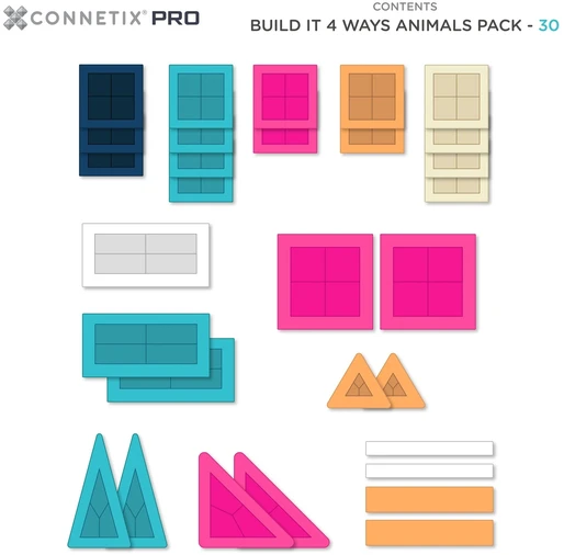 CONNETIX - magnetinis konstruktorius PRO Build It 4 Ways Animals Pack, 30d.