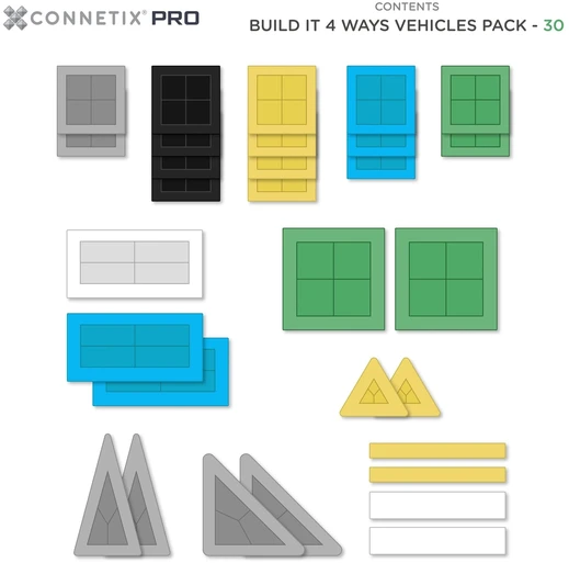 CONNETIX - magnetinis konstruktorius PRO Build It 4 Ways Vehicles Pack, 30d.