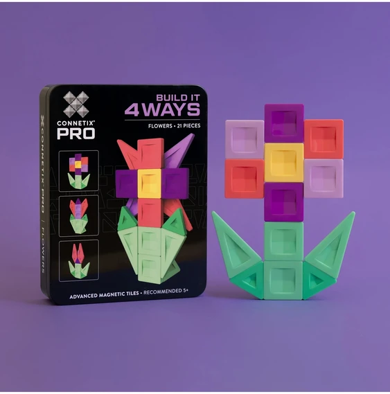CONNETIX - magnetinis konstruktorius PRO Build It 4 Ways Flowers Pack, 21d.