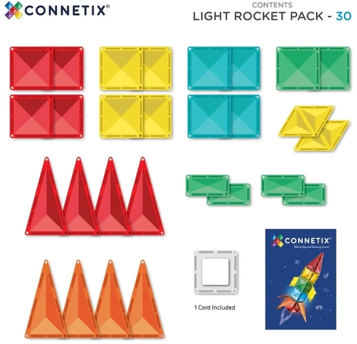 CONNETIX - Magnetinix konstruktorius šviesos raketa, 30d.