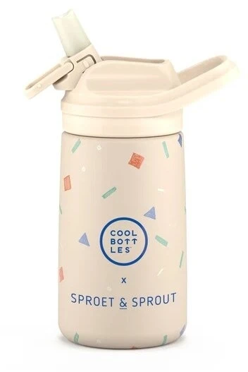 Cool Bottles - Nerūdijančio plieno vaikiškas buteliukas su atlenkiamu šiaudeliu, 350ml ( SPRT& Sprinkles Land)
