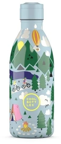 Cool Bottles - Nerūdijančio plieno vaikiškas buteliukas su šiaudeliu arba užsukimu, 500ml (Outdoor adventure)