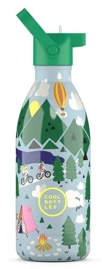 Cool Bottles - Nerūdijančio plieno vaikiškas buteliukas su šiaudeliu arba užsukimu, 500ml (Outdoor adventure)