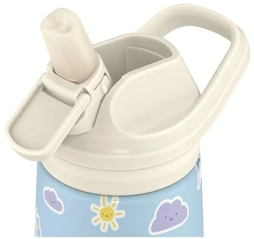 Cool Bottles - Nerūdijančio plieno vaikiškas buteliukas su atlenkiamu šiaudeliu, 350ml (Rainbow clouds)