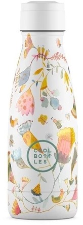 Cool Bottles - Nerūdijančio plieno vaikiškas buteliukas su šiaudeliu arba užsukimu, 260ml (Spring flowers)