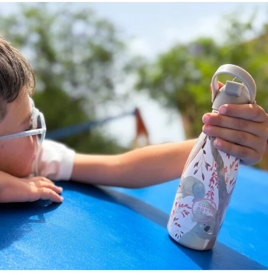 Cool Bottles - Nerūdijančio plieno vaikiškas buteliukas su šiaudeliu arba užsukimu, 260ml (Koala hugs)