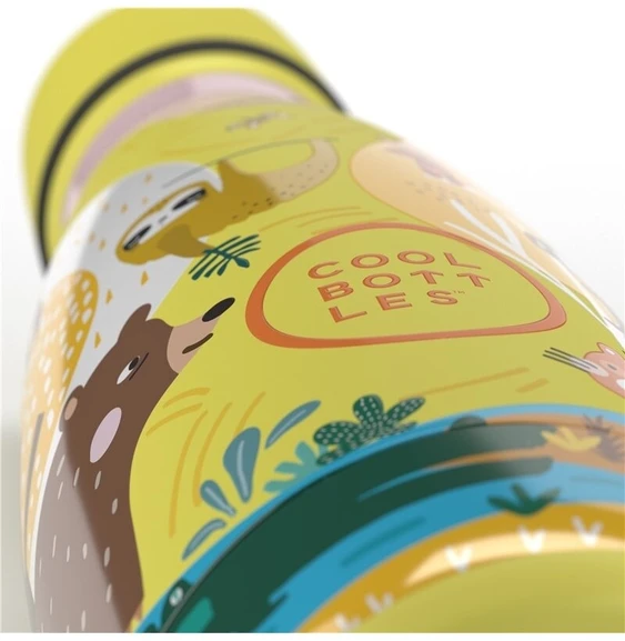 Cool Bottles - Nerūdijančio plieno vaikiškas buteliukas su šiaudeliu arba užsukimu, 260ml (Jungle park)