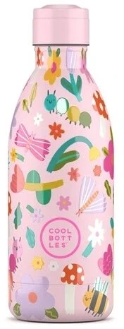 Cool Bottles - Nerūdijančio plieno vaikiškas buteliukas su šiaudeliu arba užsukimu, 500ml (Bug life)