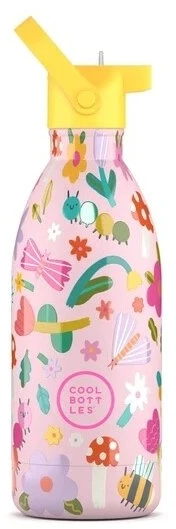Cool Bottles - Nerūdijančio plieno vaikiškas buteliukas su šiaudeliu arba užsukimu, 500ml (Bug life)