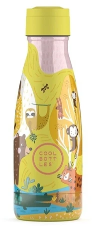 Cool Bottles - Nerūdijančio plieno vaikiškas buteliukas su šiaudeliu arba užsukimu, 260ml (Jungle park)
