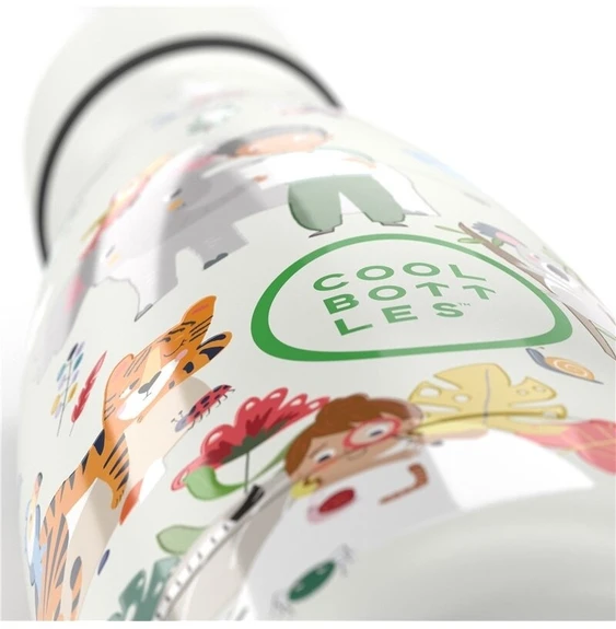 Cool Bottles - Nerūdijančio plieno vaikiškas buteliukas su šiaudeliu arba užsukimu, 350ml (Curious explorers)