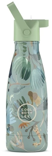 Cool Bottles - Nerūdijančio plieno vaikiškas buteliukas su šiaudeliu arba užsukimu, 260ml (Secret nature)