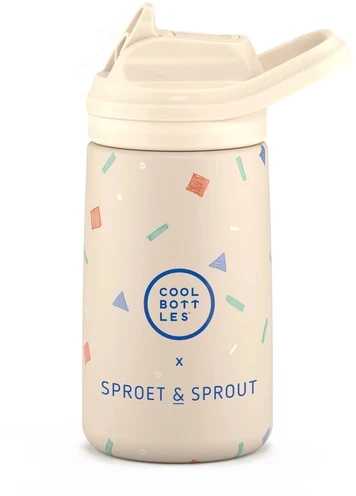 Cool Bottles - Nerūdijančio plieno vaikiškas buteliukas su atlenkiamu šiaudeliu, 350ml ( SPRT& Sprinkles Land)