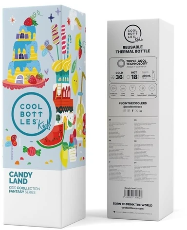 Cool Bottles - Nerūdijančio plieno vaikiškas buteliukas su šiaudeliu arba užsukimu, 350ml (Funny unicorns)