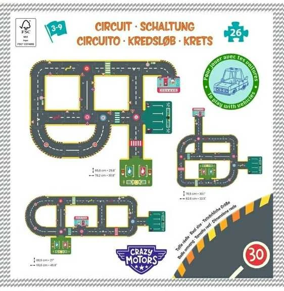 Djeco Crazy motors - Milžiniška dėlionė - Miesto žiedas (26 det.)