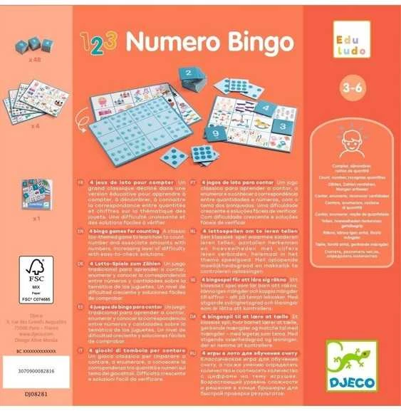 Djeco Edukacinis žaidimas - Eduludo - Skaičių bingo (4 žaidimai)