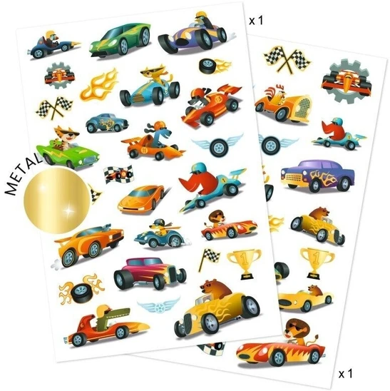 Djeco Tatuiruotės - Greiti automobiliai (50+ tatuiruočių)