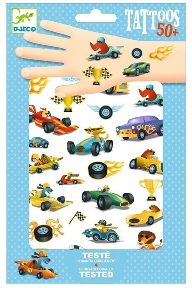 Djeco Tatuiruotės - Greiti automobiliai (50+ tatuiruočių)