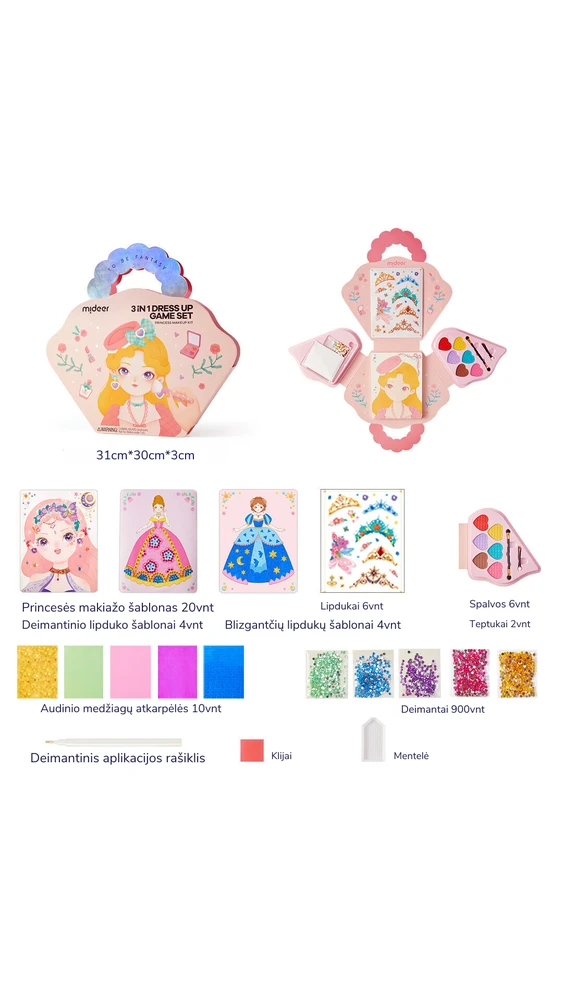 MIdeer - 3in1 kūrybinių dirbtuvių rinkinys "Princesės fantazijų makiažas"