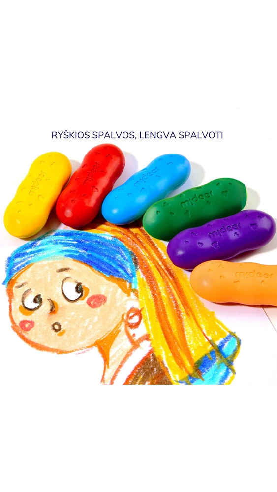 Mideer - Bičių vaško kreidelės pupelės - 8 spalvos