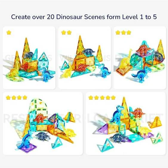 Mideer - Magnetinis konstruktorius - Dinozaurai - 48 dalių