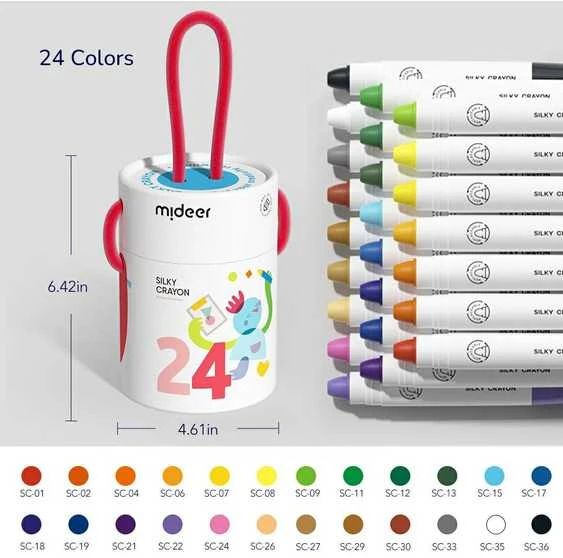Mideer - Šilkinės kreidelės – 24 spalvos