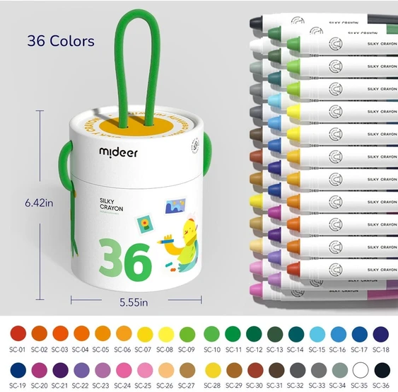 Mideer - Šilkinės kreidelės – 36 spalvos