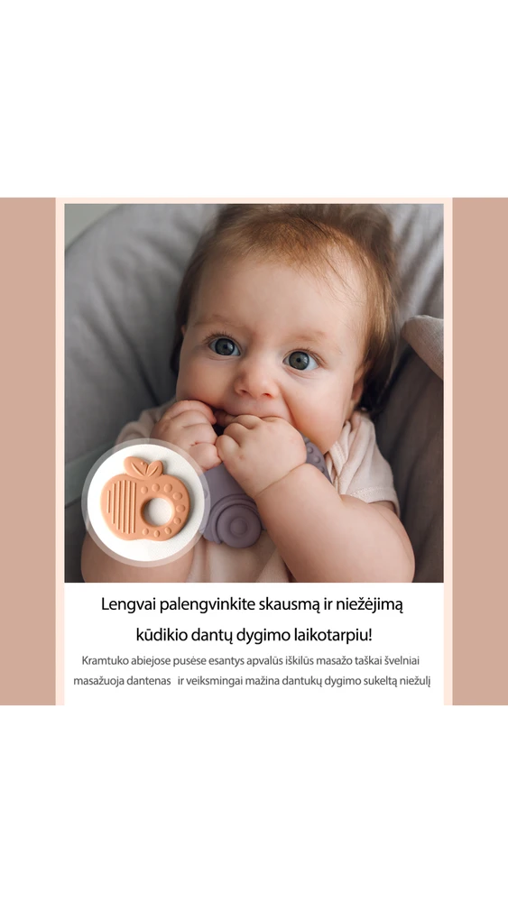 Mother-K Silikoninių kramtukų rinkinys, 3vnt. nuo 3mėn