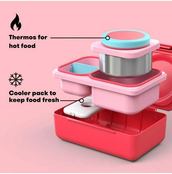 OmieBox UP Pietų dėžutė su termosu, Cherry pink