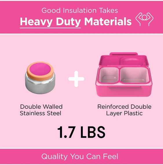 OmieBox UP Pietų dėžutė su termosu, Pop pink