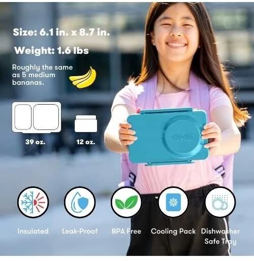 OmieBox UP Pietų dėžutė su termosu, Teal žalias