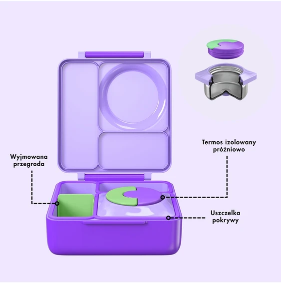 Pietų dėžutė su termosu OmieBox, Violetinė Plum