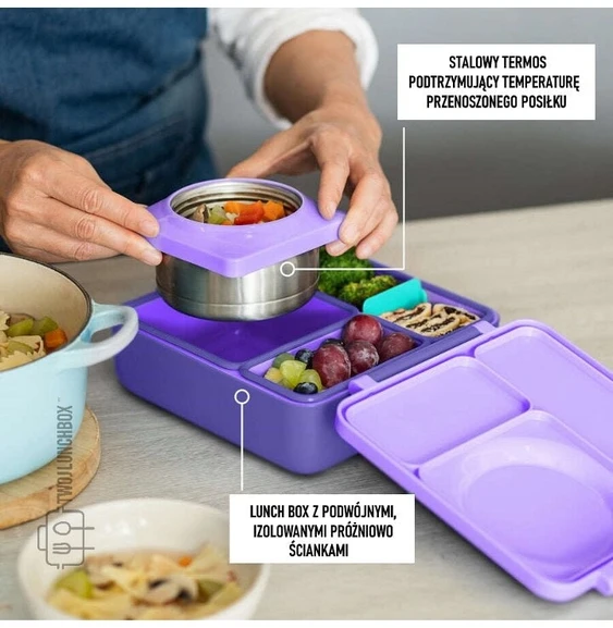 Pietų dėžutė su termosu OmieBox, Violetinė Plum