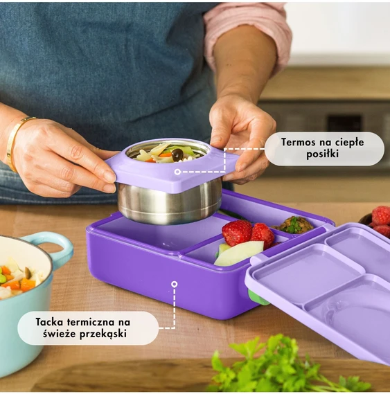 Pietų dėžutė su termosu OmieBox, Lilac Violetinė