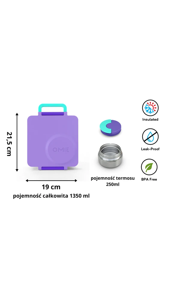 Pietų dėžutė su termosu OmieBox, Violetinė Plum