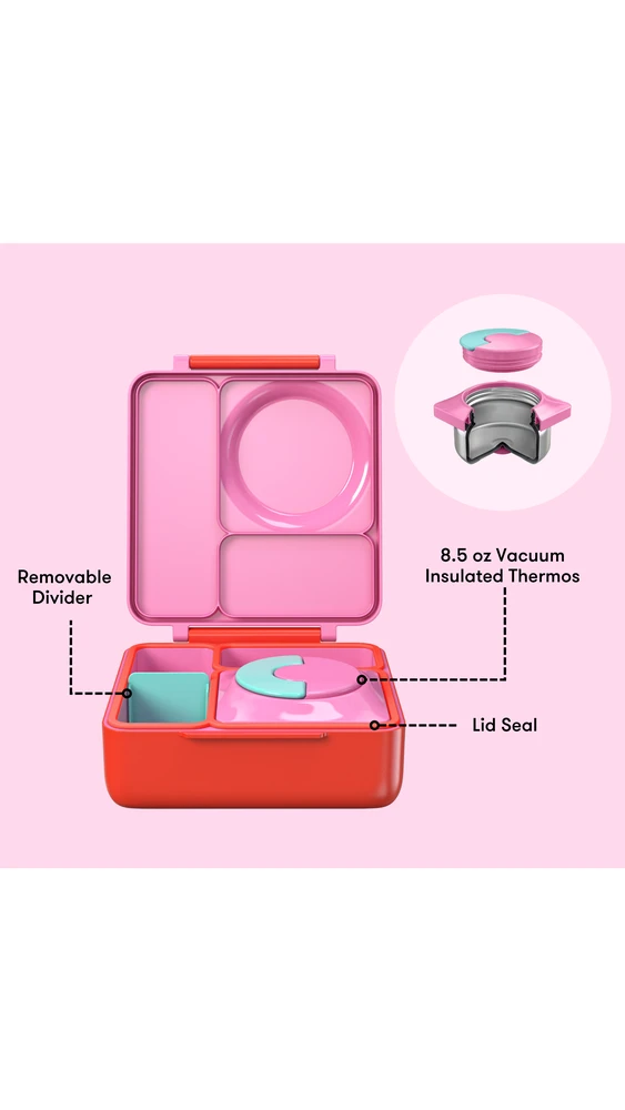 Pietų dėžutė su termosu OmieBox, Pixie pink