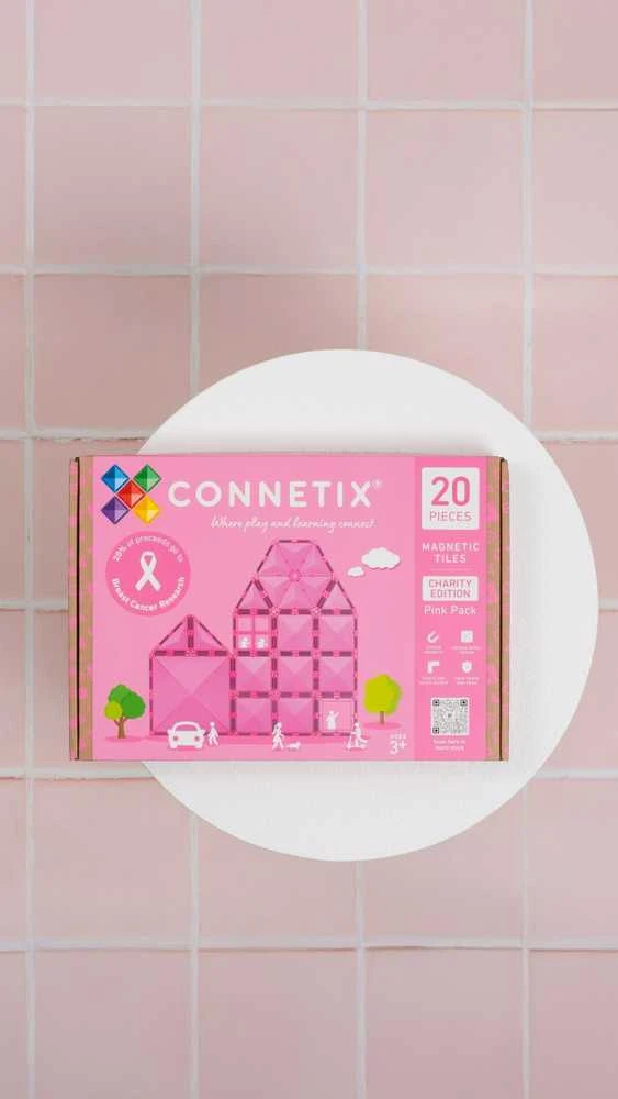 Charity Rožinė magnetinės kaladėlės 20 vnt. Connetix specialusis leidimas Rožinė